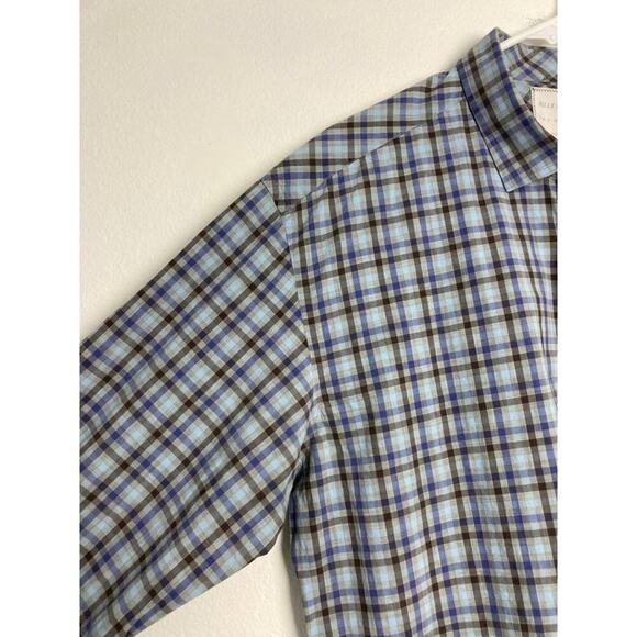 Billy Reid Shirt Plaid Blue Button Long Sleeve Standard Fit Cotton Italy XXL 2XL - Picture 6 of 12